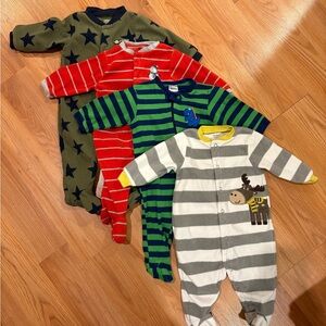Bundle- four fleece footie pajamas
